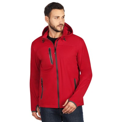 RIDER, unisex softshell hooded jacket, red