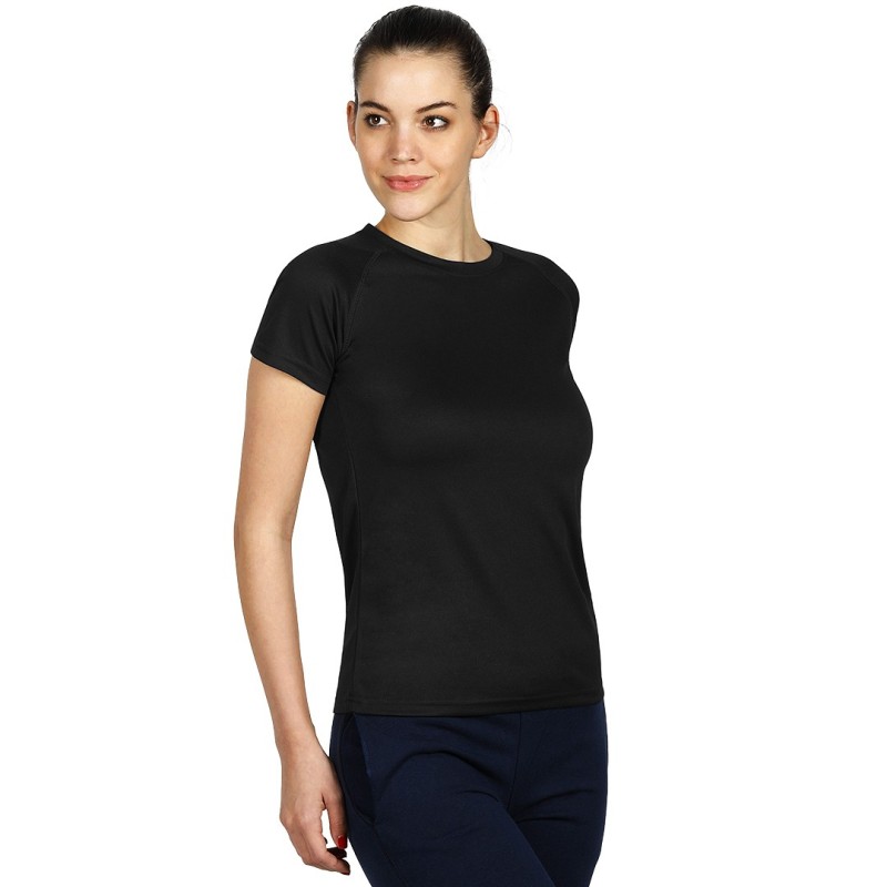 RECORD LADY, women's t-shirt, 100% polyester, black