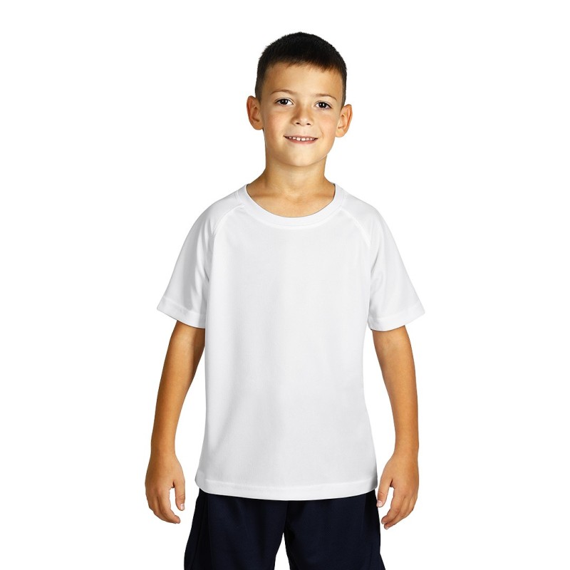 RECORD KIDS, kids sports t-shirt, 100% polyester, white