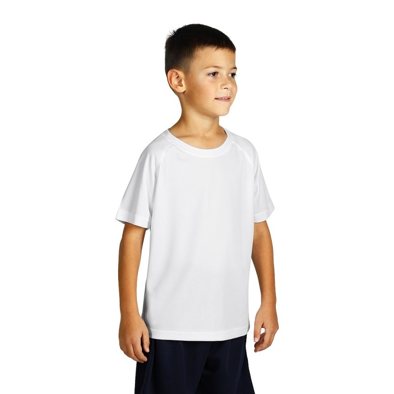 RECORD KIDS, kids sports t-shirt, 100% polyester, white